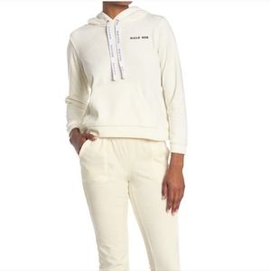 Hale Bob Cream Velour Hoodie size Large